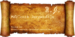 Mácsik Jeremiás névjegykártya